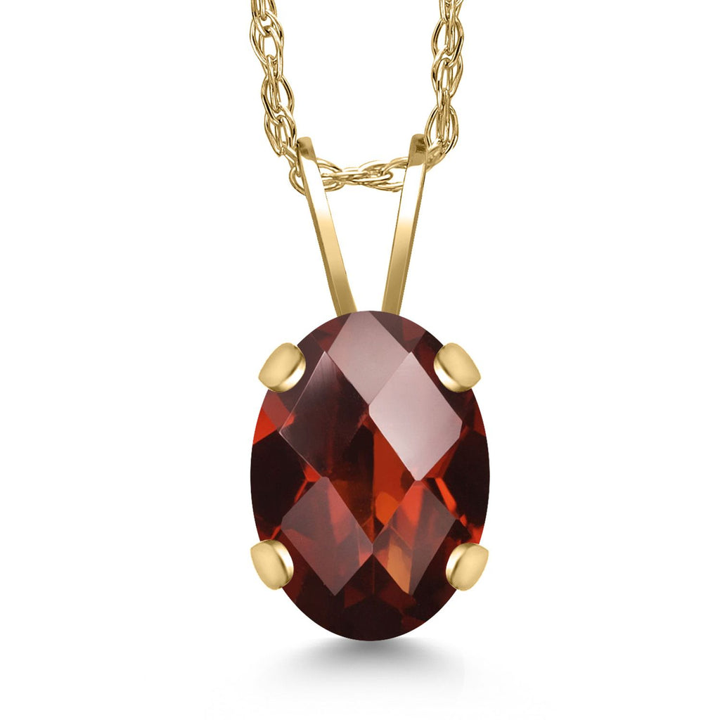 Garnet-Checkerboard - January_Pendant in 14K Yellow Gold