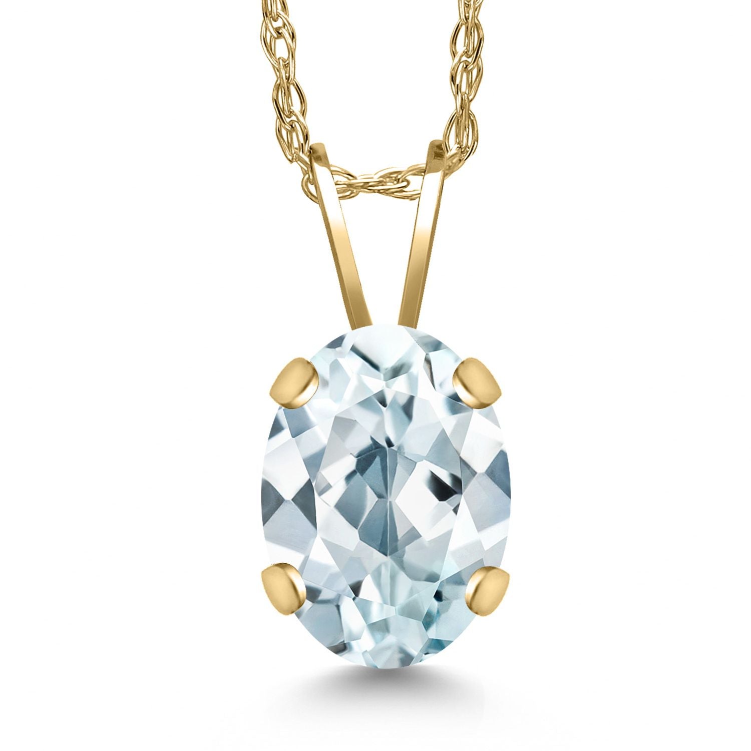 Aquamarine - March_Pendant in 14K Yellow Gold