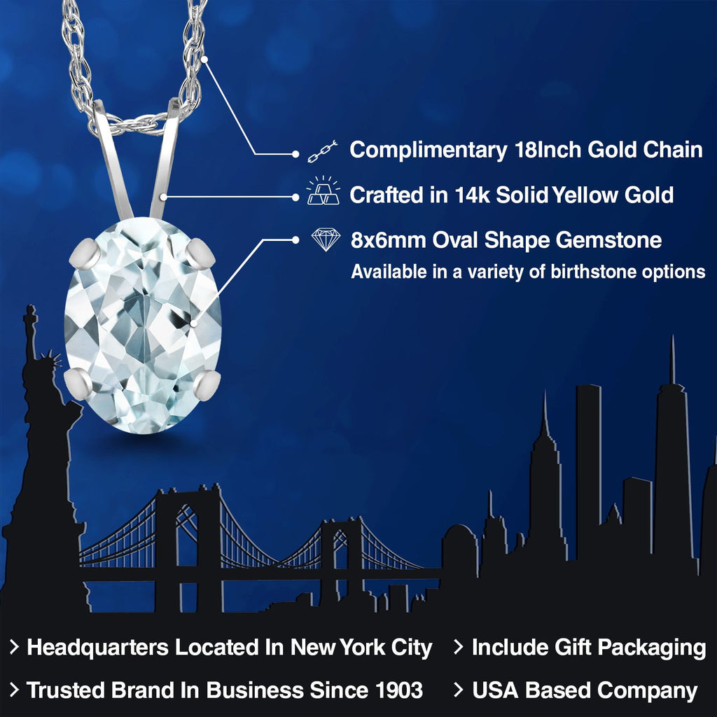 Aquamarine - March_Pendant in 14K Yellow Gold
