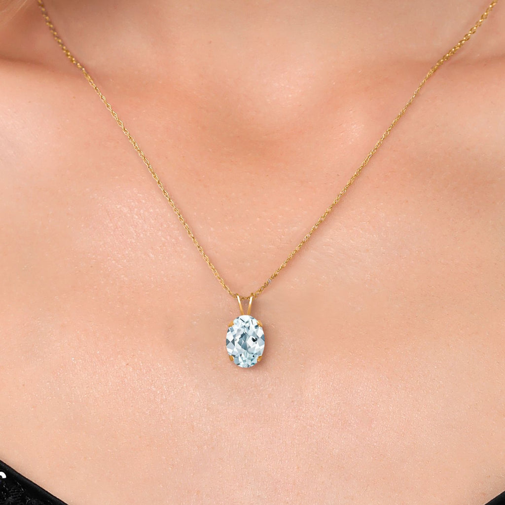 Aquamarine - March_Pendant in 14K Yellow Gold