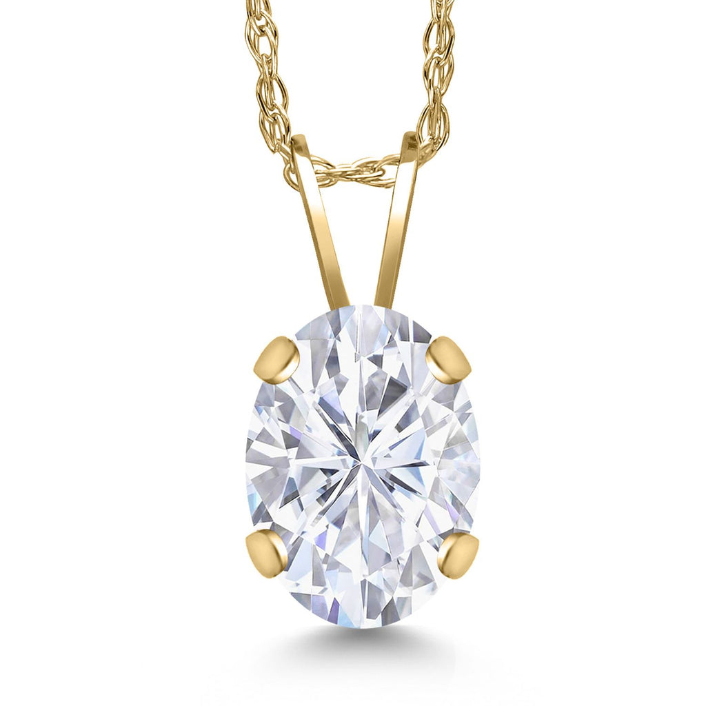 White Moissanite - April_Pendant in 14K Yellow Gold
