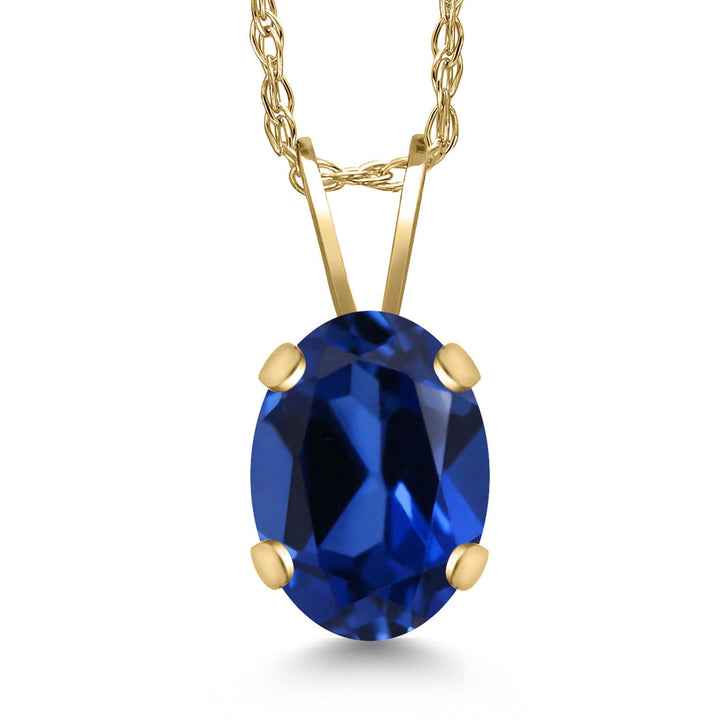 Gem Stone King 14K Yellow Gold Oval Gemstone Birthstone Pendant Necklace for Women | Oval Cut 8X6MM | 18 Inch Gold Chain | Fine Jewelry Gifts for Mom Wife Her
