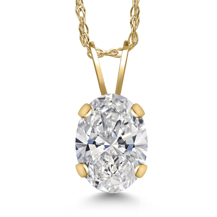 Gem Stone King 14K Yellow Gold Oval Gemstone Birthstone Pendant Necklace for Women | Oval Cut 8X6MM | 18 Inch Gold Chain | Fine Jewelry Gifts for Mom Wife Her