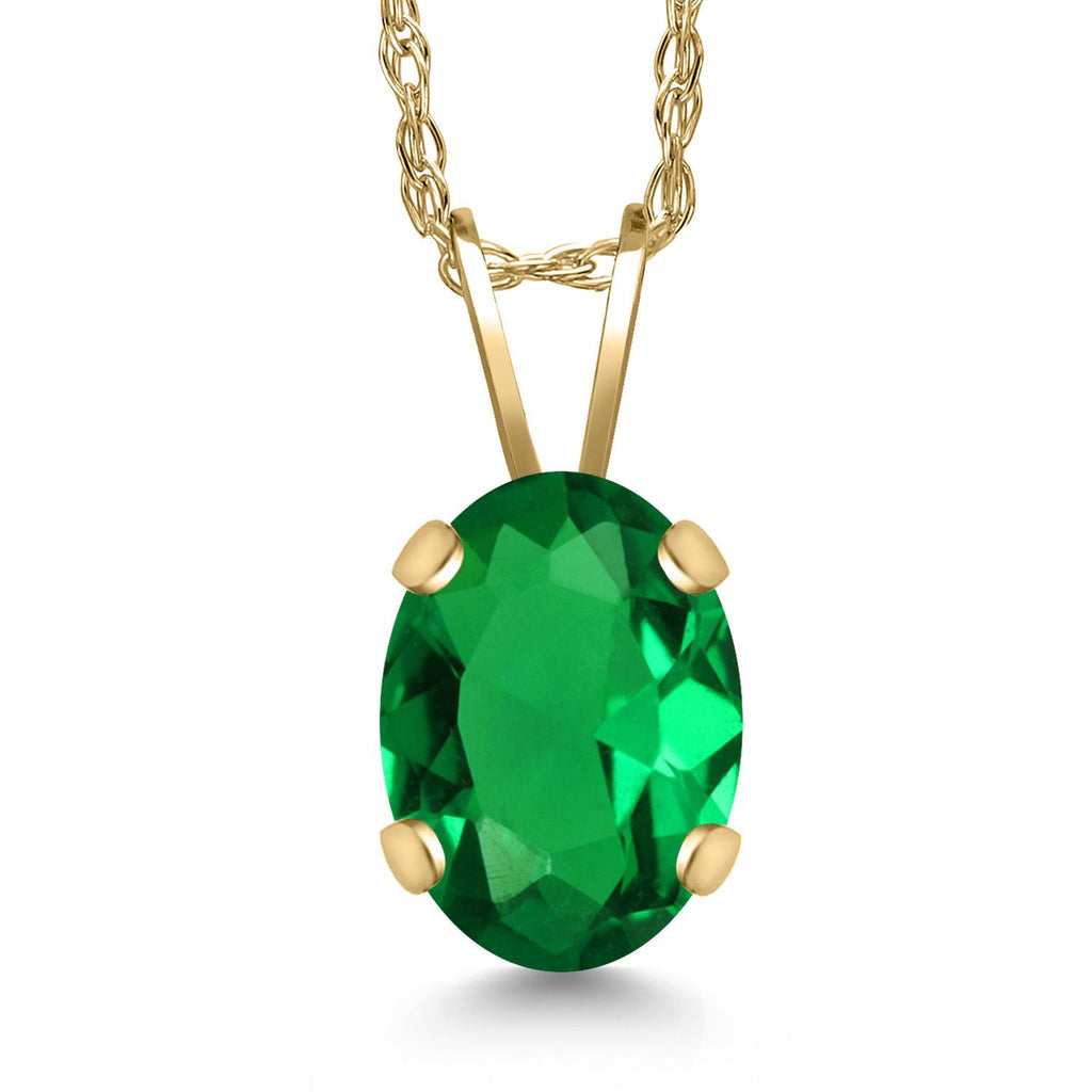 Gem Stone King 14K Yellow Gold Oval Gemstone Birthstone Pendant Necklace for Women | Oval Cut 8X6MM | 18 Inch Gold Chain | Fine Jewelry Gifts for Mom Wife Her