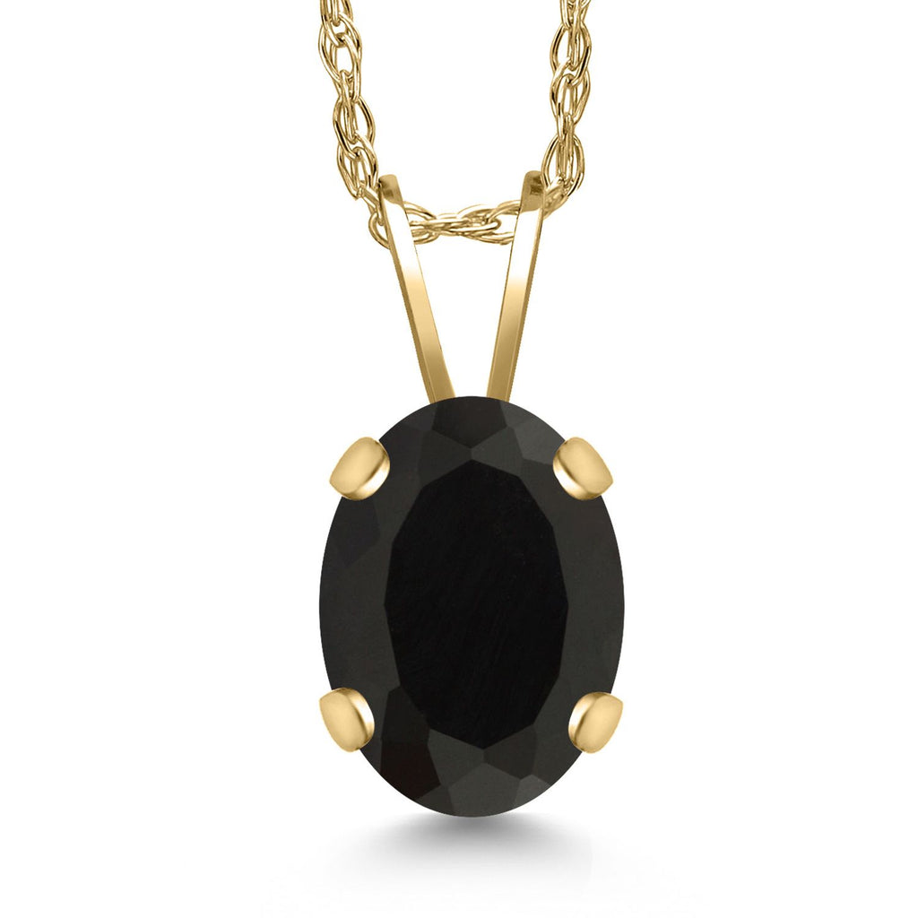 Gem Stone King 14K Yellow Gold Oval Gemstone Birthstone Pendant Necklace for Women | Oval Cut 8X6MM | 18 Inch Gold Chain | Fine Jewelry Gifts for Mom Wife Her