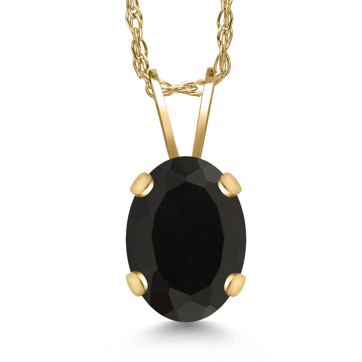 Gem Stone King 14K Yellow Gold Oval Gemstone Birthstone Pendant Necklace for Women | Oval Cut 8X6MM | 18 Inch Gold Chain | Fine Jewelry Gifts for Mom Wife Her