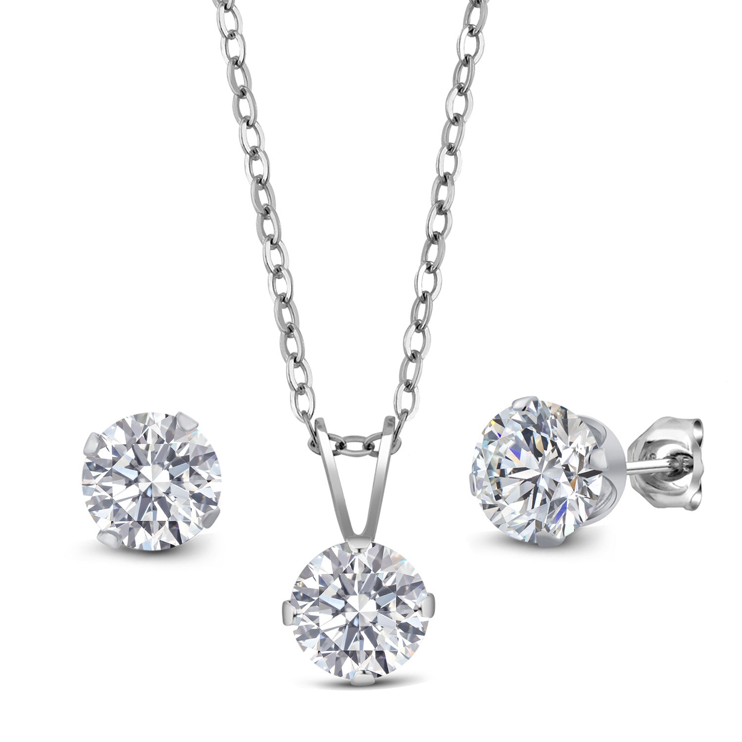 Pendant Earrings Set in 925 Sterling Silver