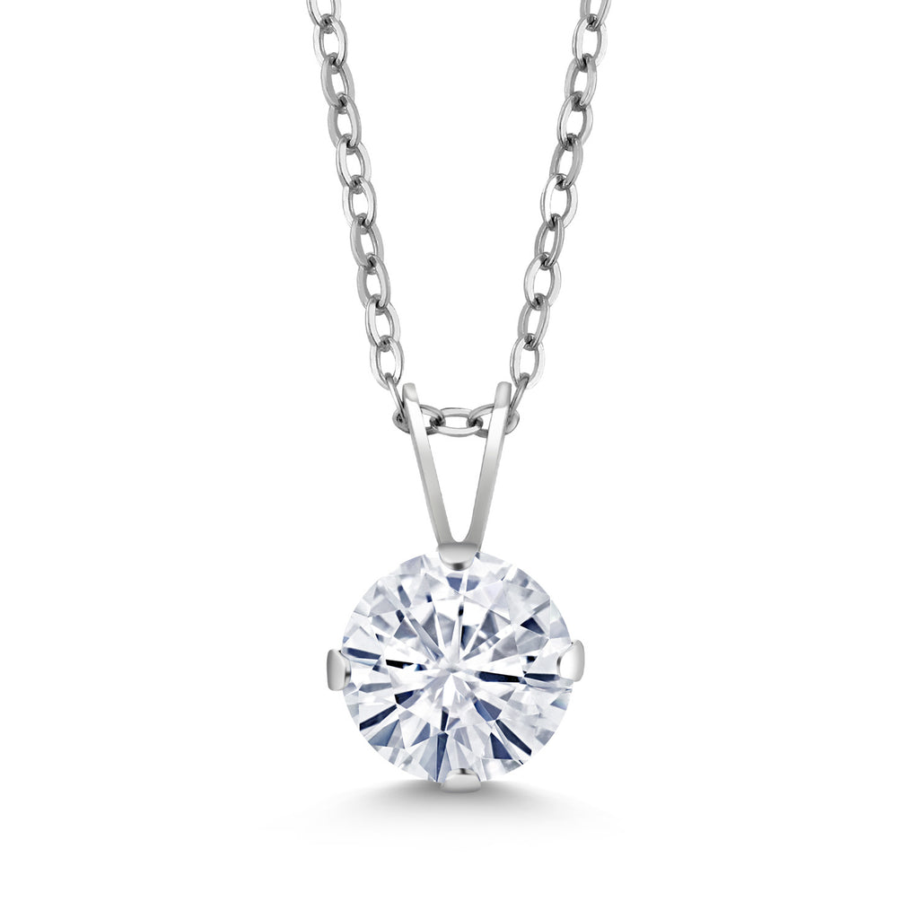 White Moissanite - April_Pendant in 925 Sterling Silver