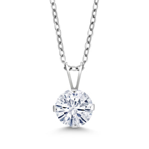 White Moissanite - April_Pendant in 925 Sterling Silver