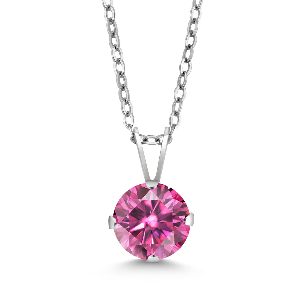 Pink Moissanite - April_Pendant in 925 Sterling Silver