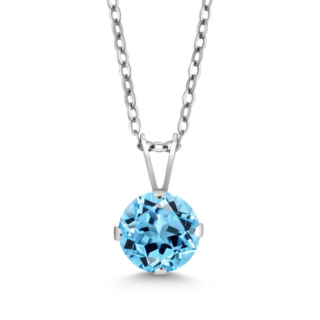 Swiss Blue Topaz - November_Pendant in 925 Sterling Silver