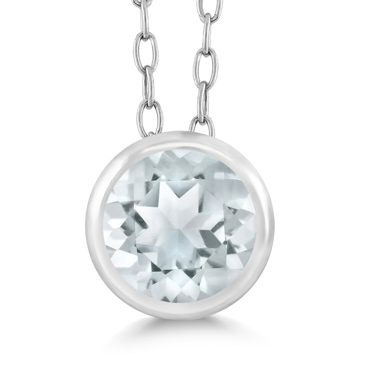 Aquamarine - March_Pendant in 925 Sterling Silver
