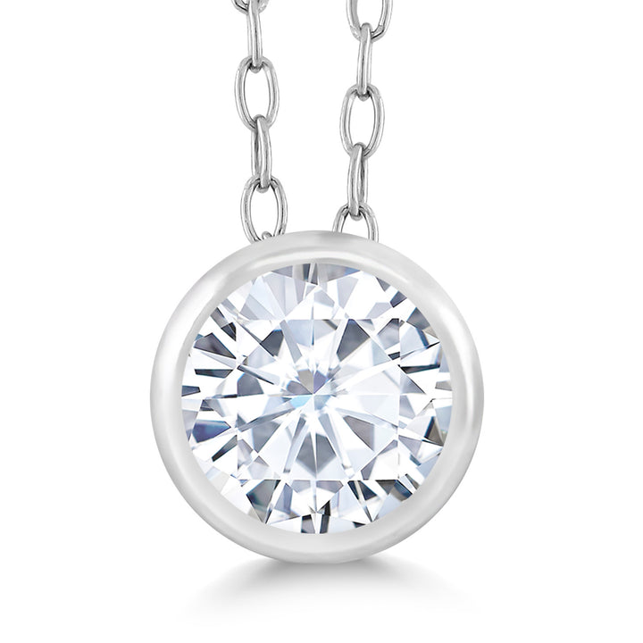 White Moissanite - April_Pendant in 925 Sterling Silver