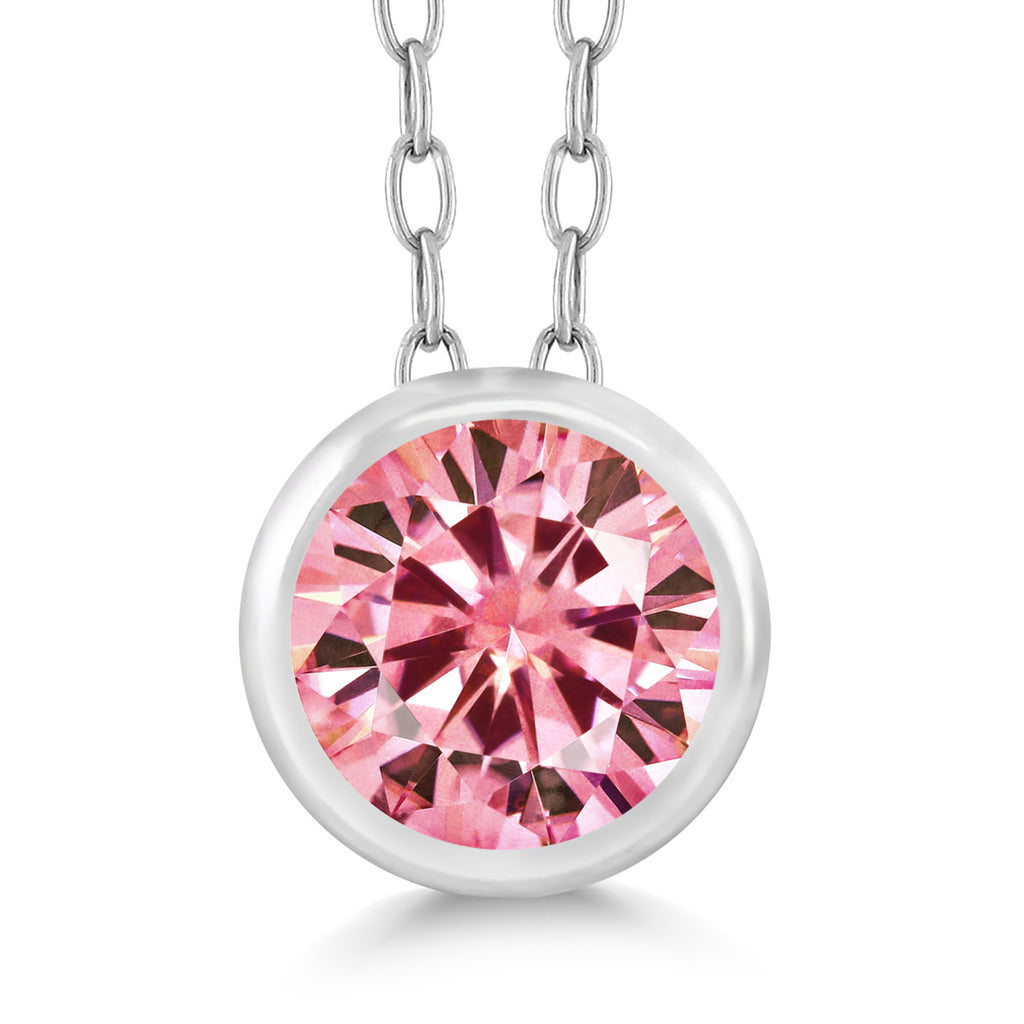 Pink Moissanite - April_Pendant in 925 Sterling Silver