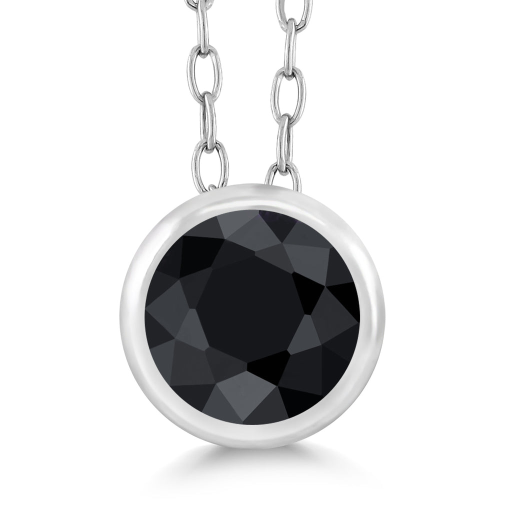 Black Sapphire - September_Pendant in 925 Sterling Silver