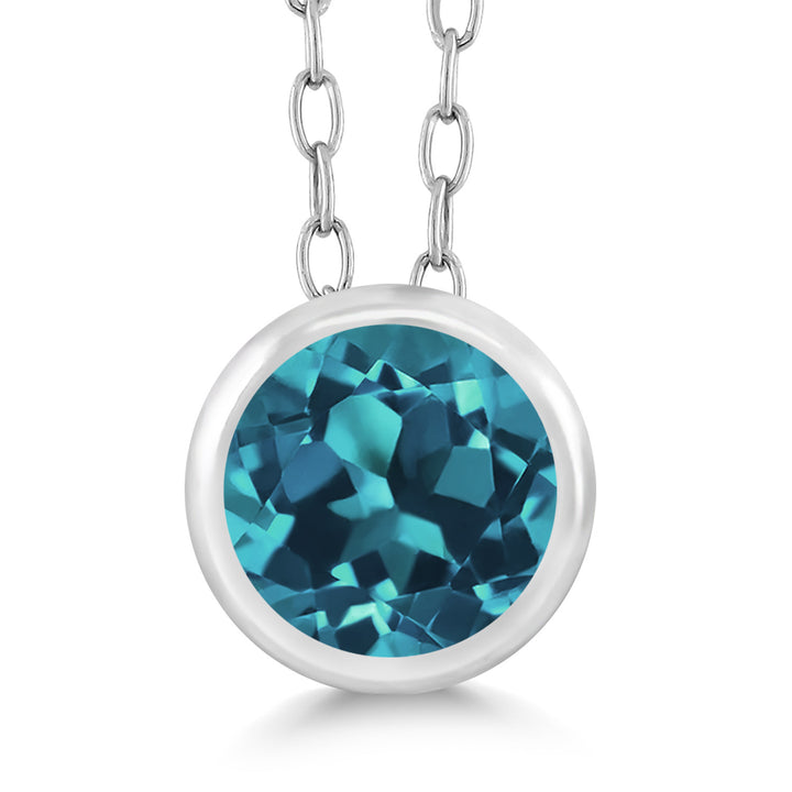 London Blue Topaz - November_Pendant in 925 Sterling Silver
