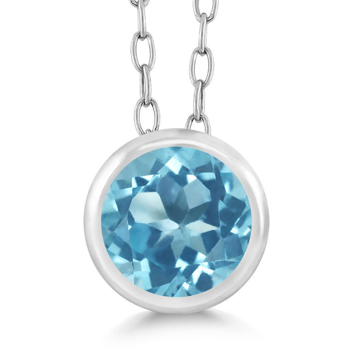 Swiss Blue Topaz - November_Pendant in 925 Sterling Silver