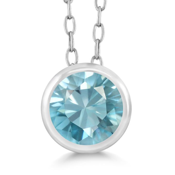 Blue Zircon_Pendant in 925 Sterling Silver