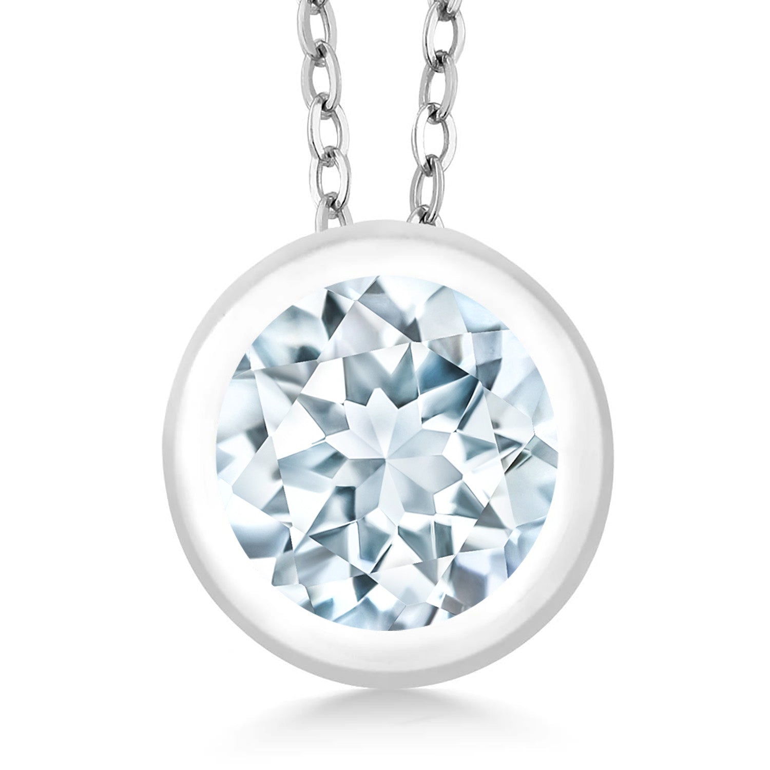 Aquamarine - March_Pendant in 925 Sterling Silver