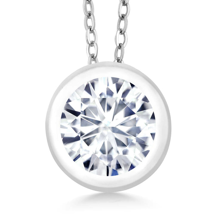 White Moissanite - April_Pendant in 925 Sterling Silver