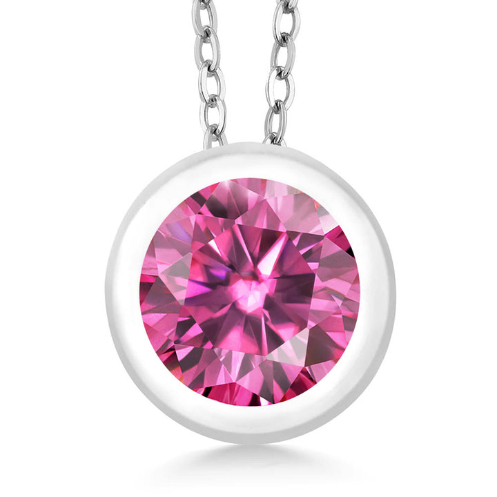 Pink Moissanite - April_Pendant in 925 Sterling Silver
