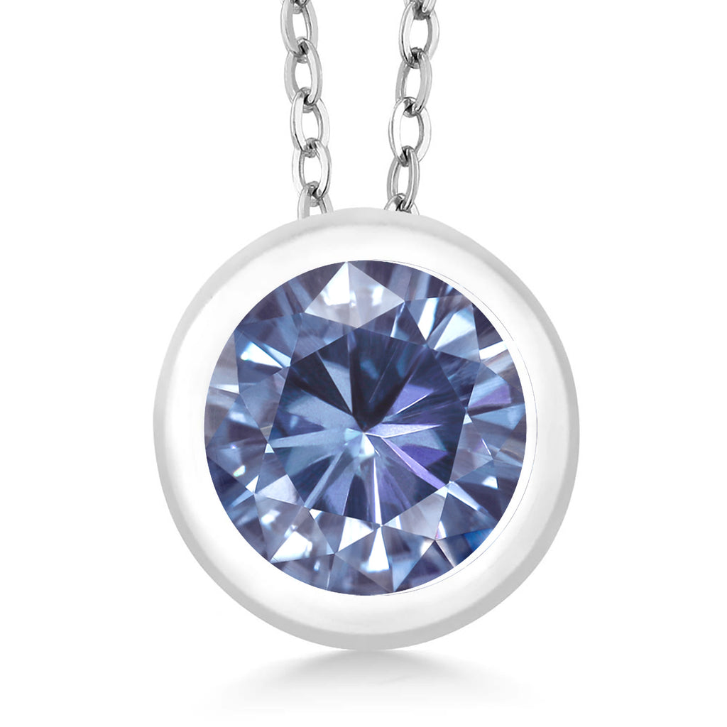 Persian Blue Moissanite - April_Pendant in 925 Sterling Silver