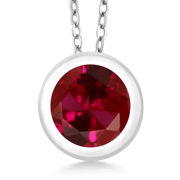 Created Ruby - July_Pendant in 925 Sterling Silver