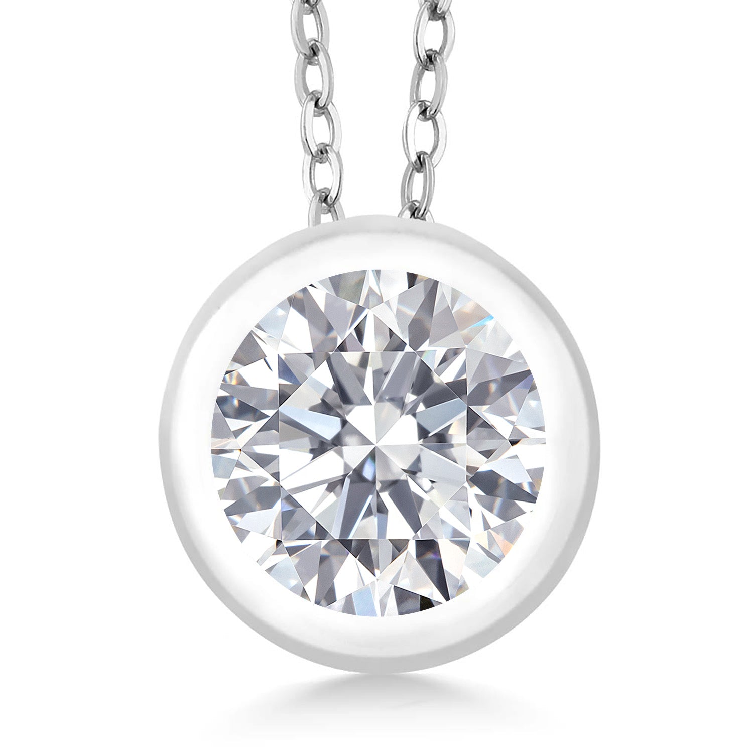 White Lab Grown Diamond - April_Pendant in 925 Sterling Silver