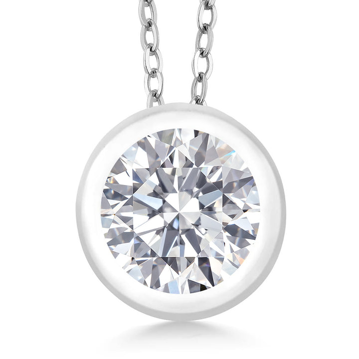 White Lab Grown Diamond - April_Pendant in 925 Sterling Silver