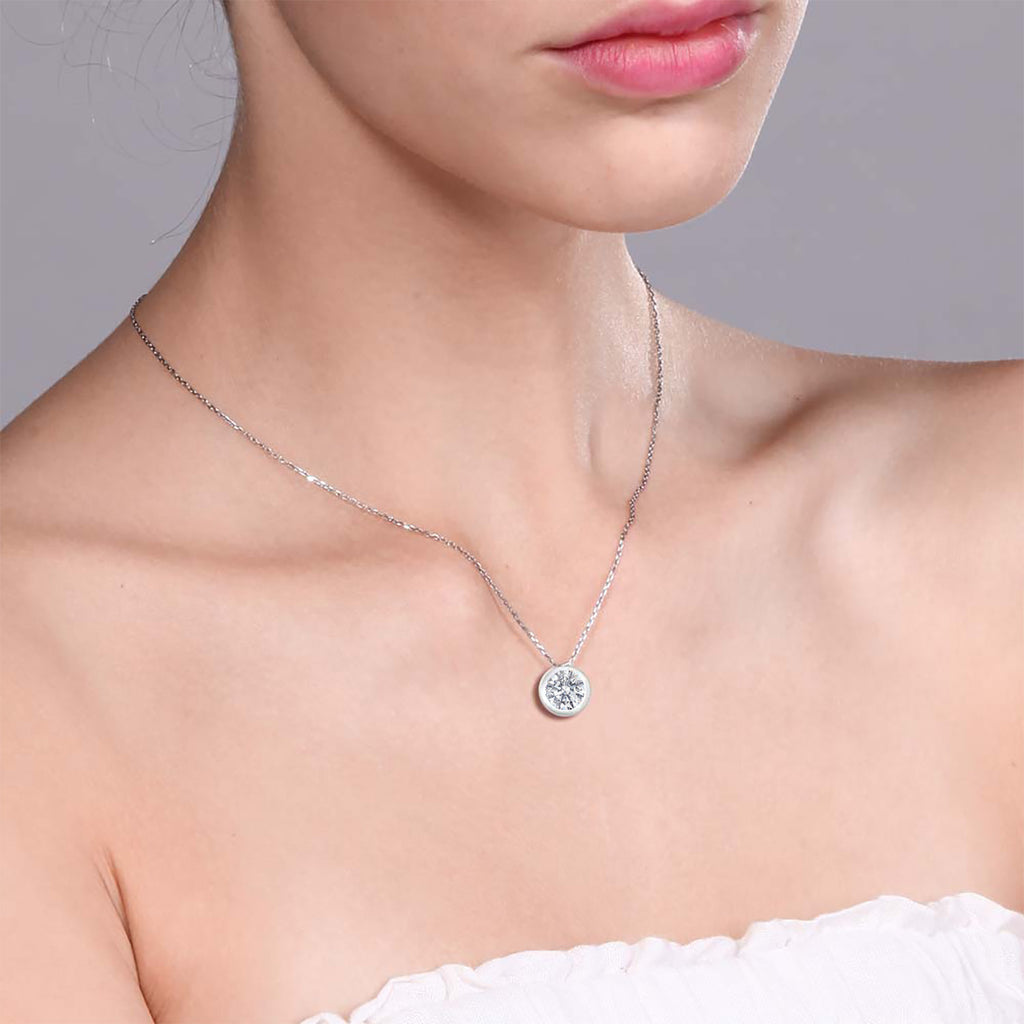White Lab Grown Diamond - April_Pendant in 925 Sterling Silver