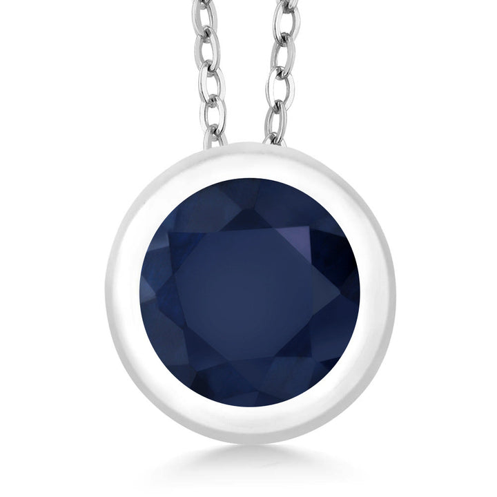 Blue Sapphire - September_Pendant in 925 Sterling Silver