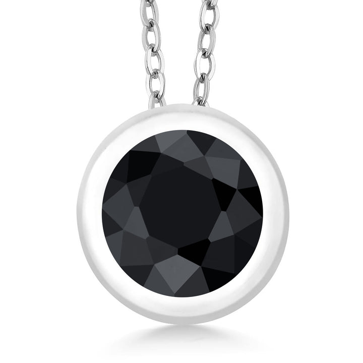 Black Sapphire - September_Pendant in 925 Sterling Silver