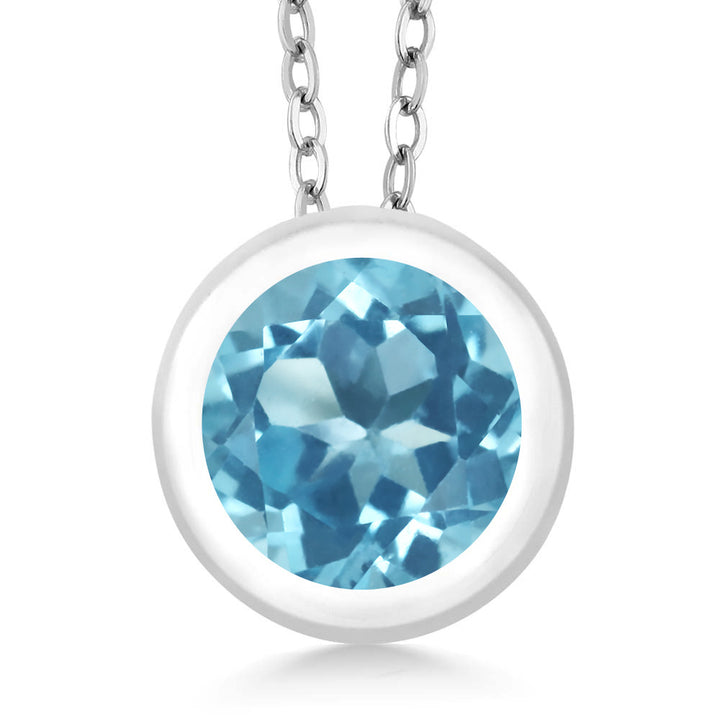 Swiss Blue Topaz - November_Pendant in 925 Sterling Silver