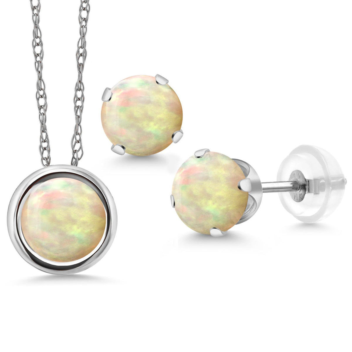 Pendant Earrings Set in 14K White Gold