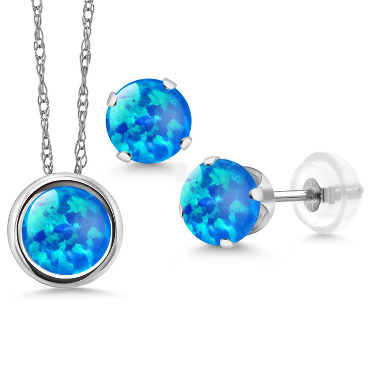 Pendant Earrings Set in 14K White Gold