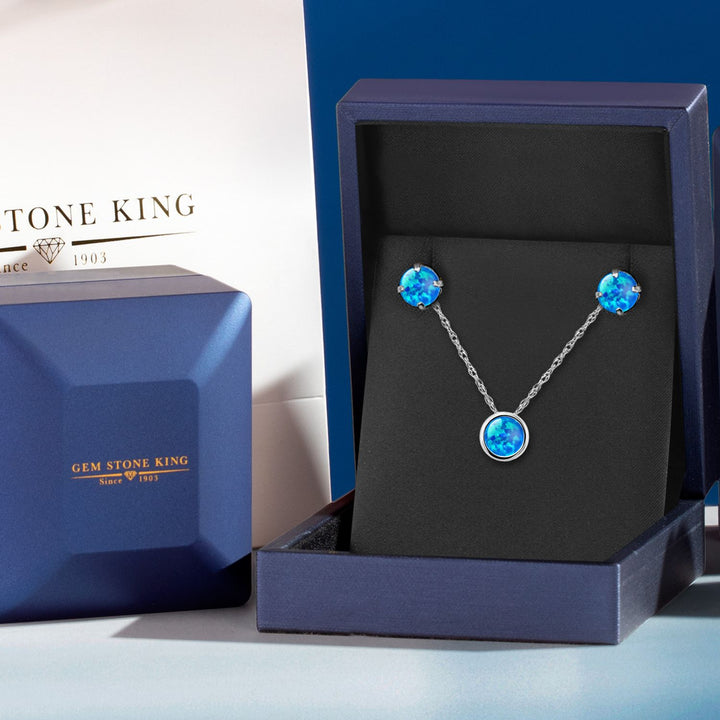 Pendant Earrings Set in 14K White Gold