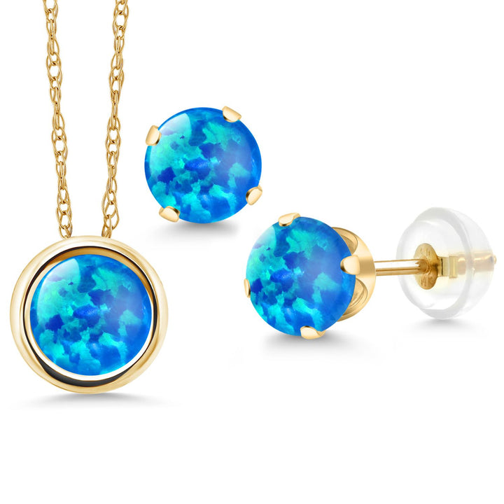 Pendant Earrings Set in 14K Yellow Gold