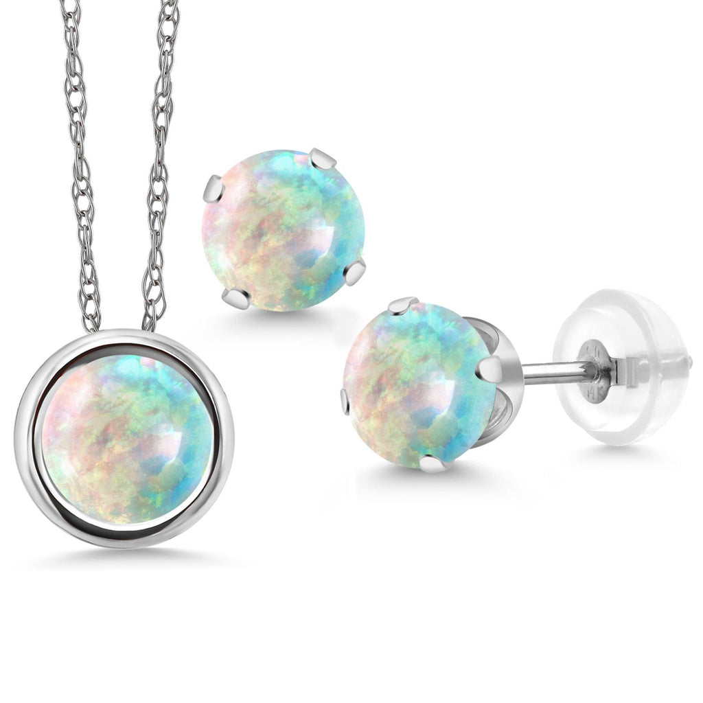 Pendant Earrings Set in 14K White Gold