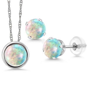 Pendant Earrings Set in 14K White Gold