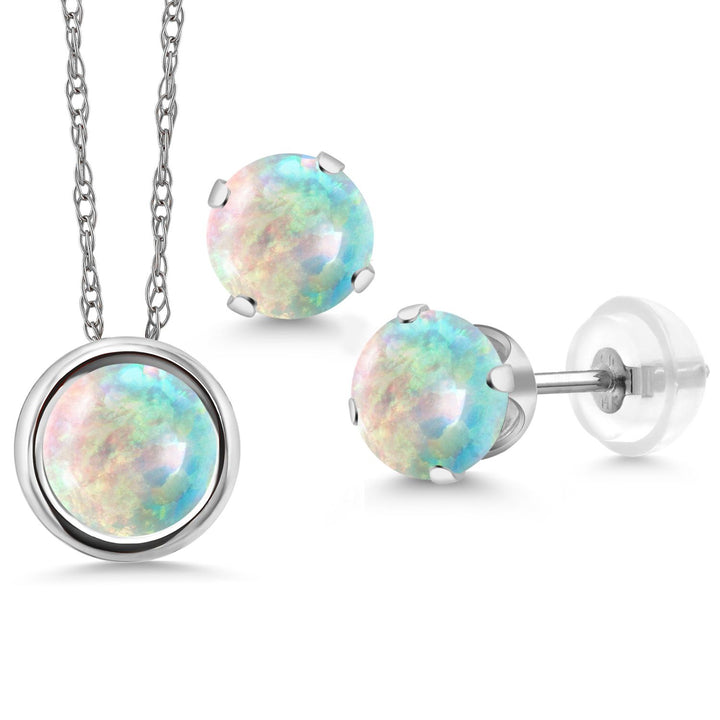 Pendant Earrings Set in 14K White Gold
