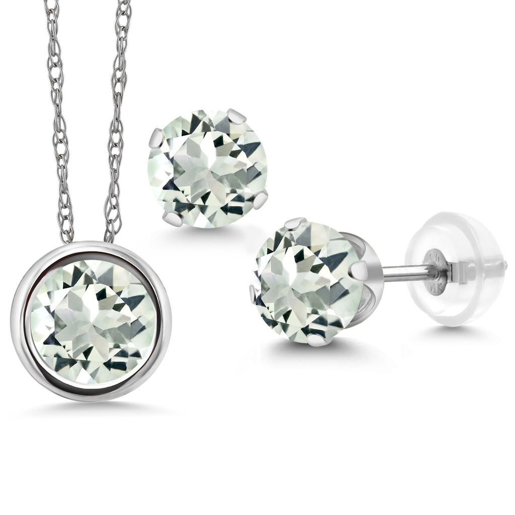 Pendant Earrings Set in 14K White Gold