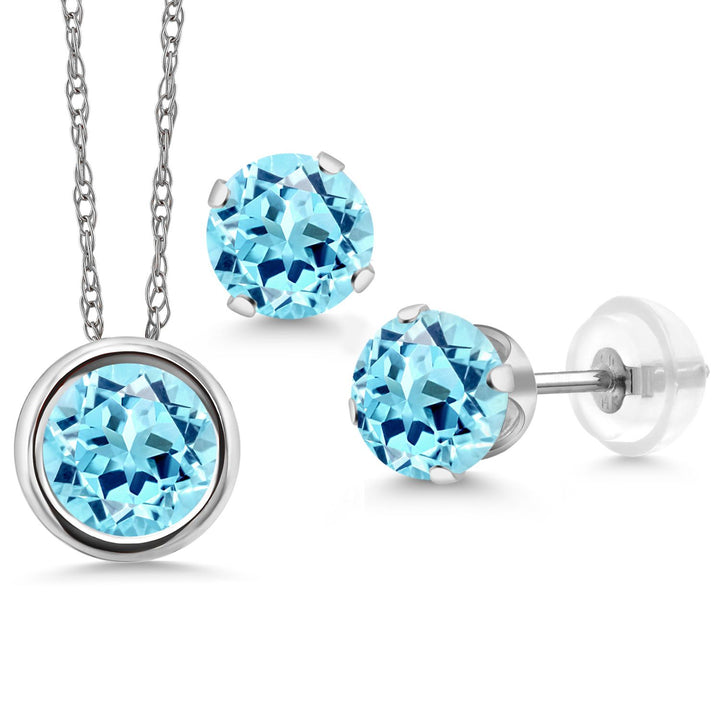 Pendant Earrings Set in 14K White Gold