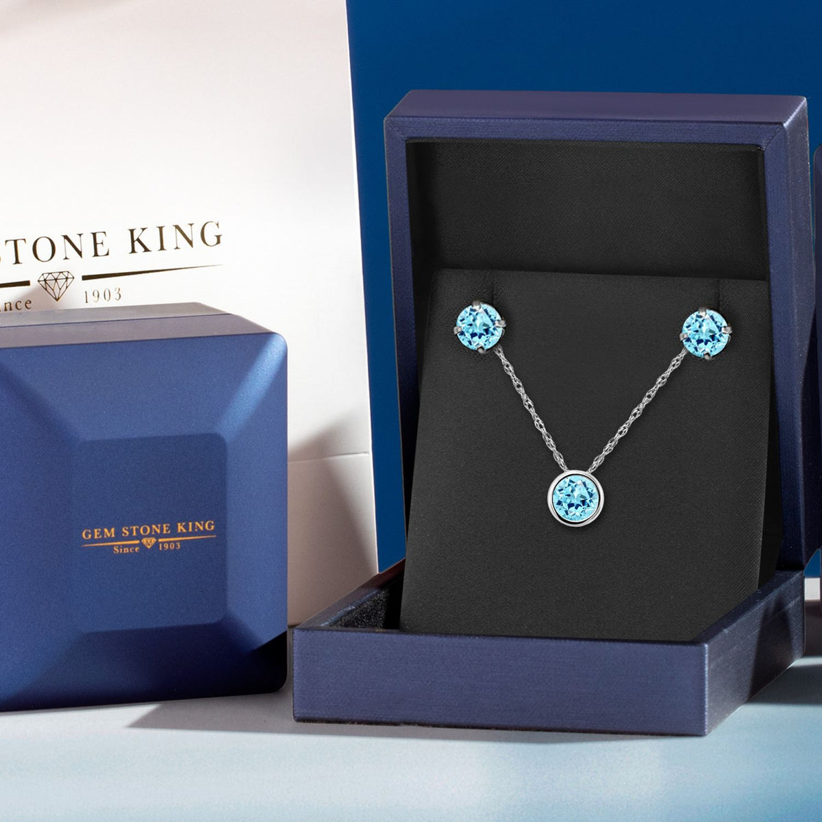 Pendant Earrings Set in 14K White Gold