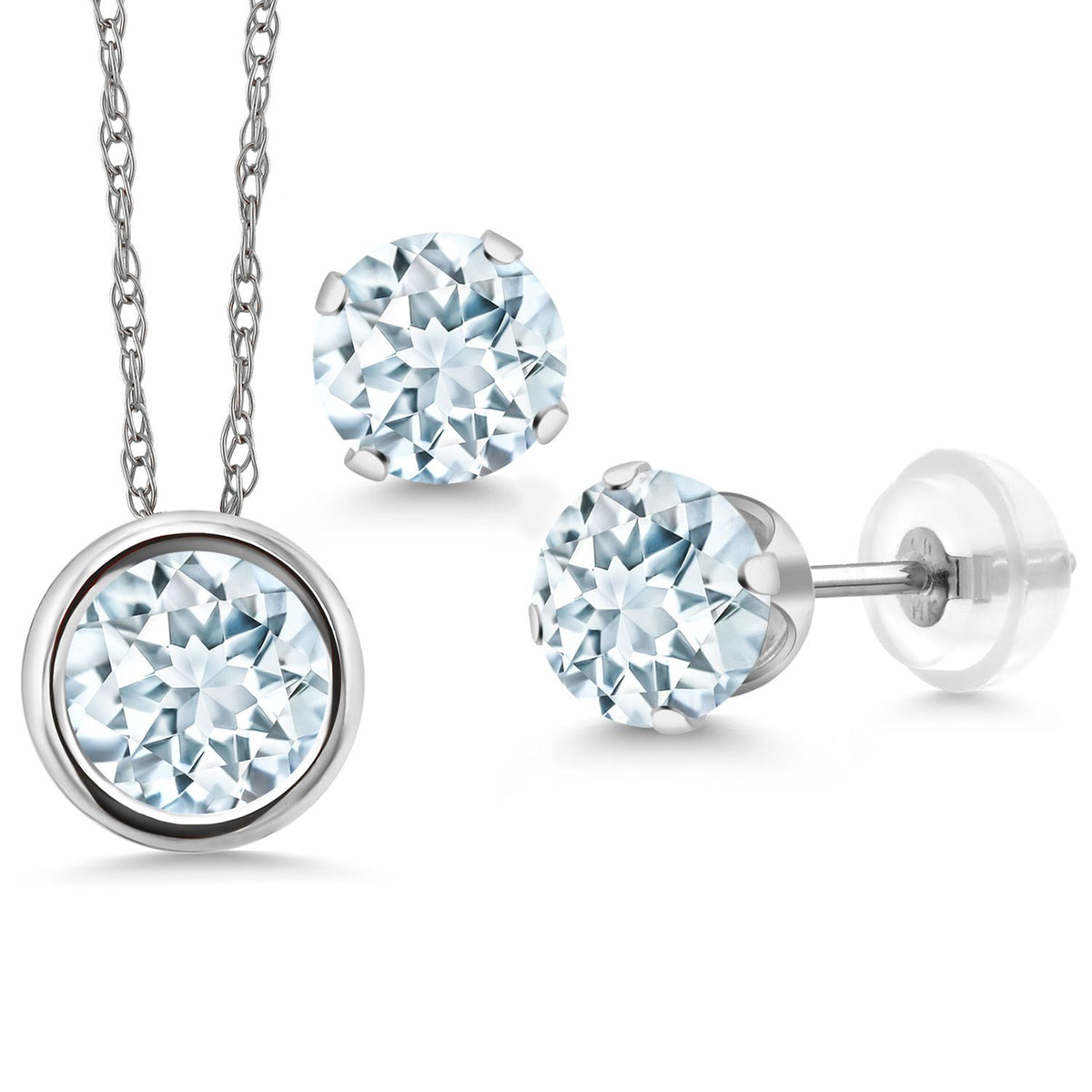 Pendant Earrings Set in 14K White Gold