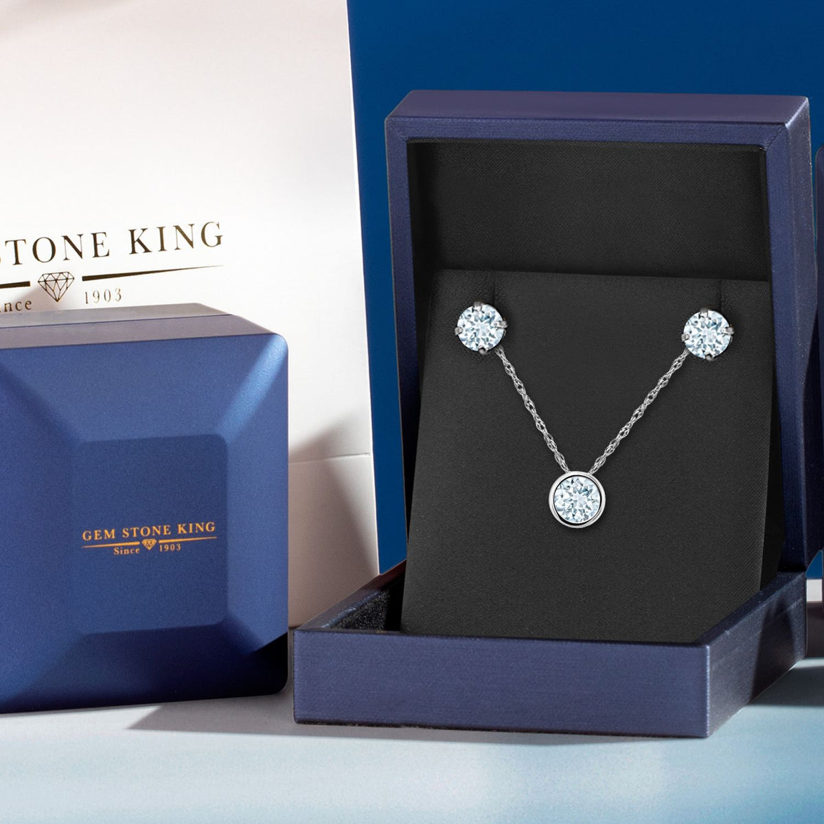 Pendant Earrings Set in 14K White Gold