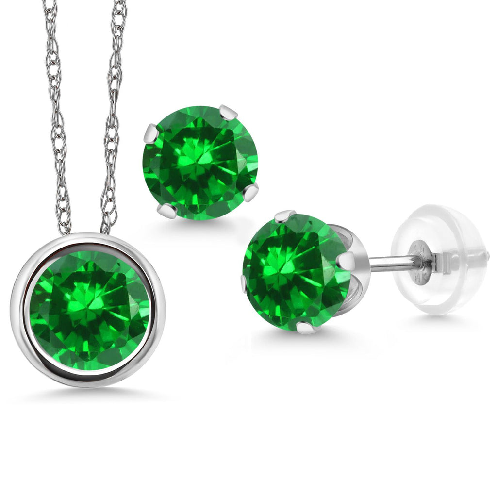 Pendant Earrings Set in 14K White Gold