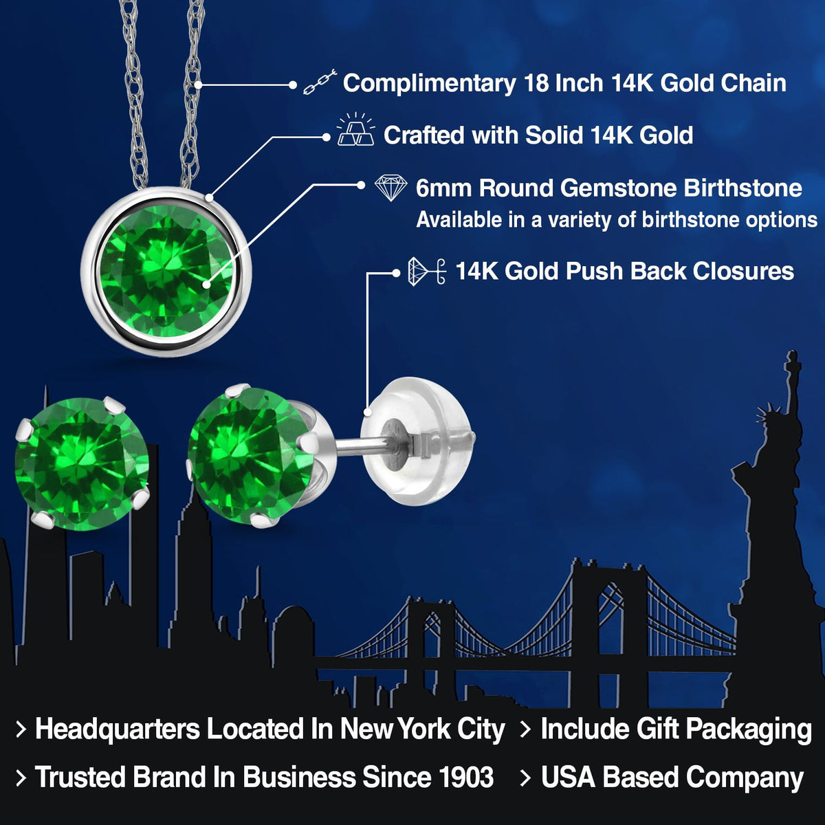 Pendant Earrings Set in 14K White Gold