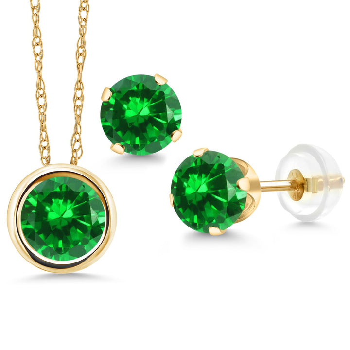 Pendant Earrings Set in 14K Yellow Gold