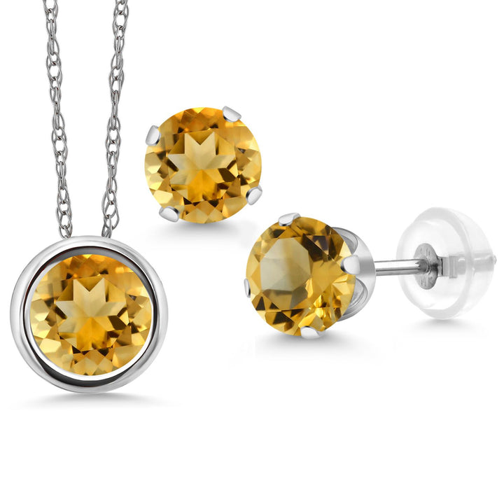 Pendant Earrings Set in 14K White Gold