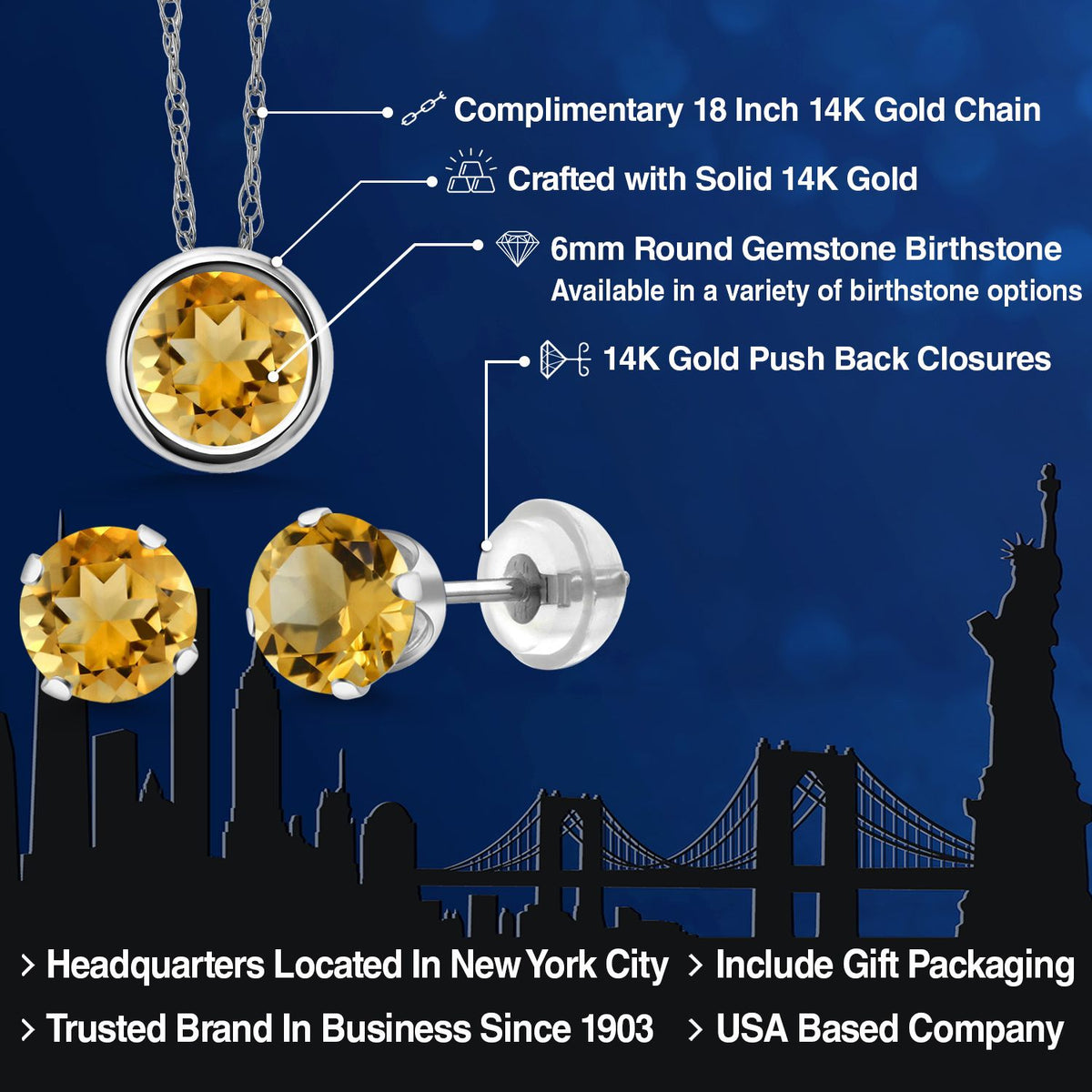 Pendant Earrings Set in 14K White Gold